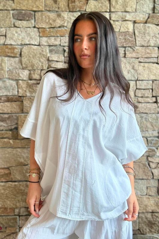 Rustic Nature Linen Blend Pocket Tee White